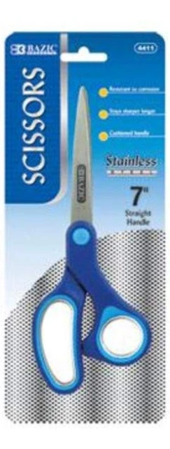 BAZIC 7" Soft Grip Stainless Steel Scissor