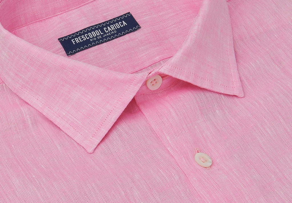 Pink Linen Shirt | Luxury Tailored Beachwear | Frescobol Carioca