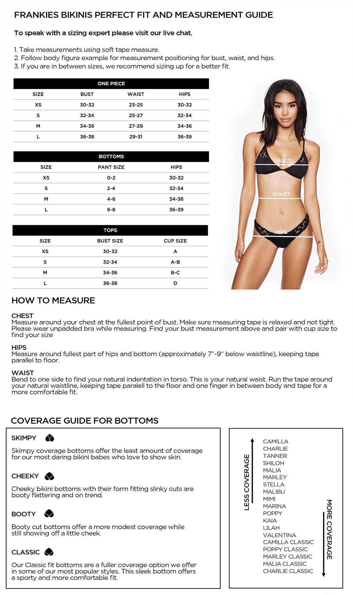 Acacia Swimwear One Piece Size Chart