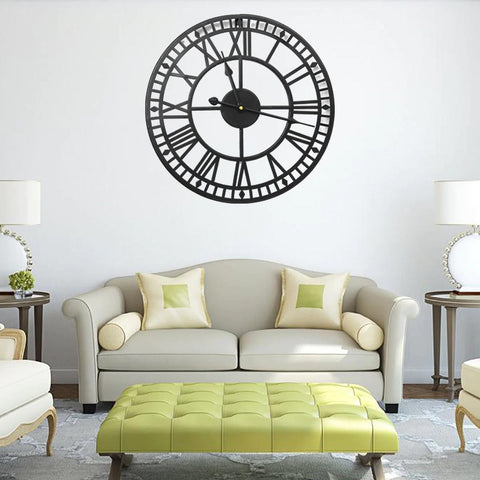 Large Roman Numeral Skeleton Wall Clock – Basic Outline Interiors
