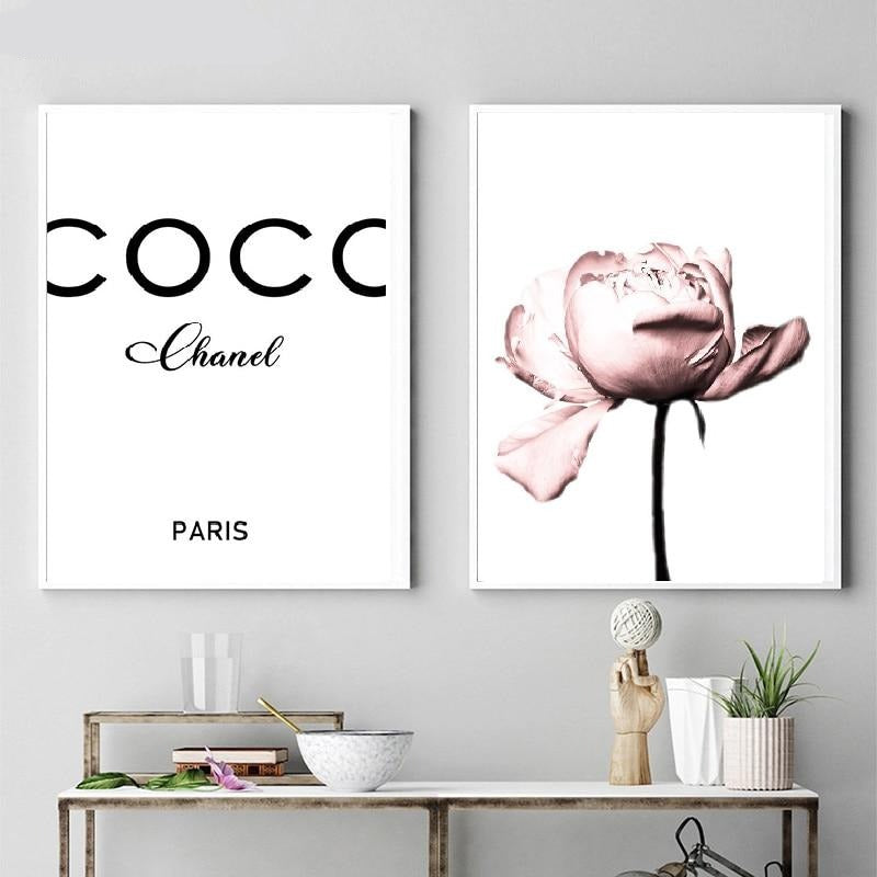 Coco Chanel & Peony Poster – Basic Outline Interiors