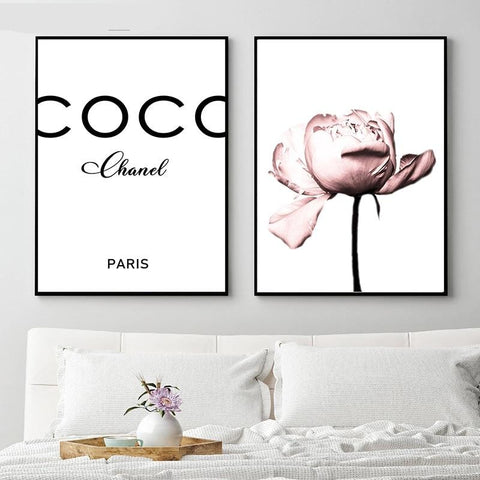 Coco Chanel & Peony Poster – Basic Outline Interiors