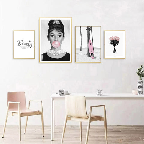 Audrey Hepburn Bubble Gum Poster – Basic Outline Interiors