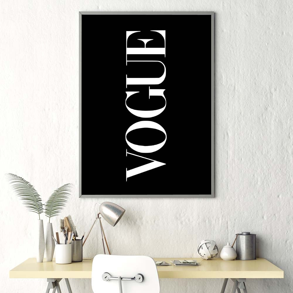 Vogue Fashion Black and White Poster – Basic Outline Interiors