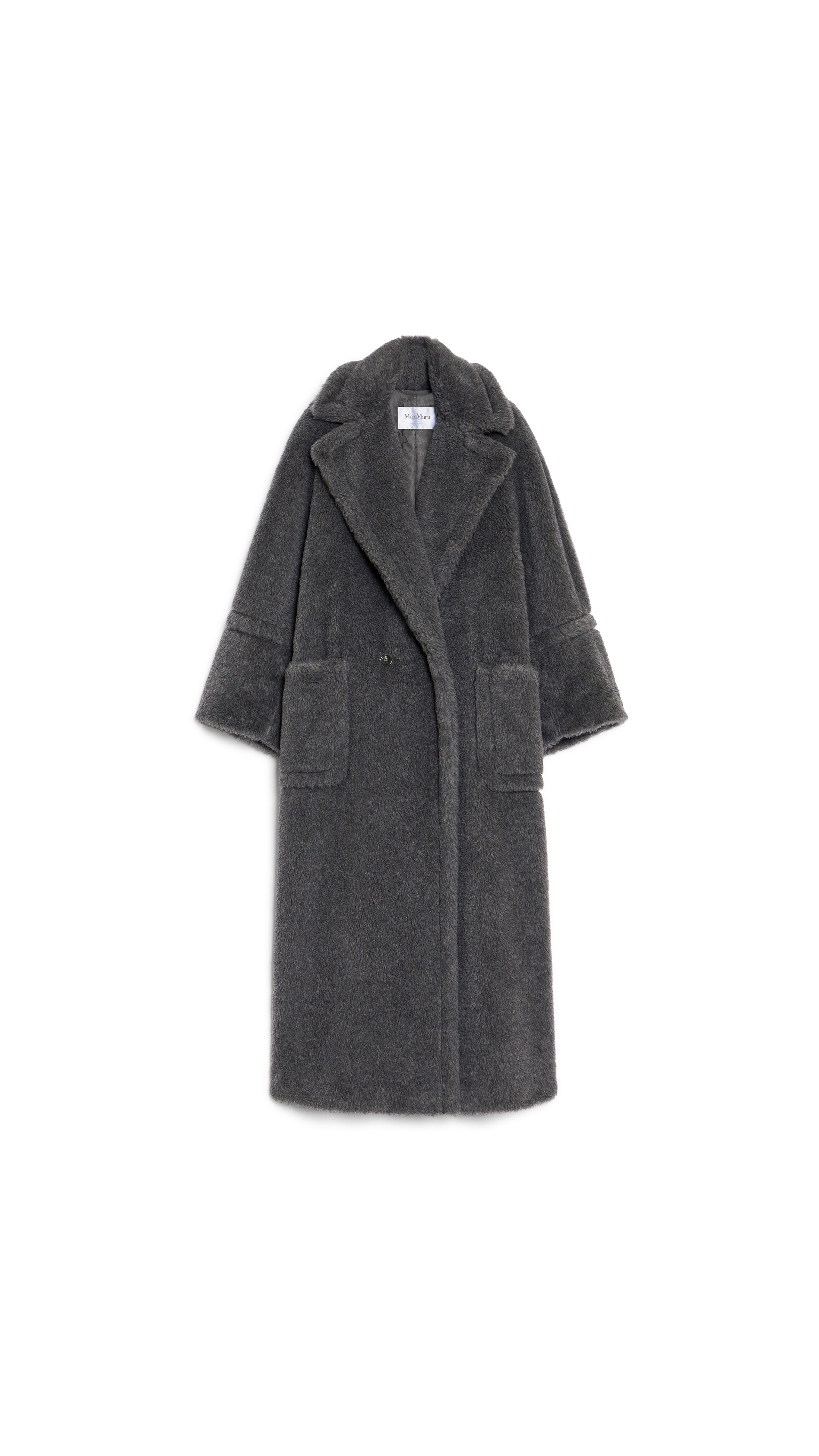 Oversized Alpaca and Wool Teddy Coat - Avio Grey