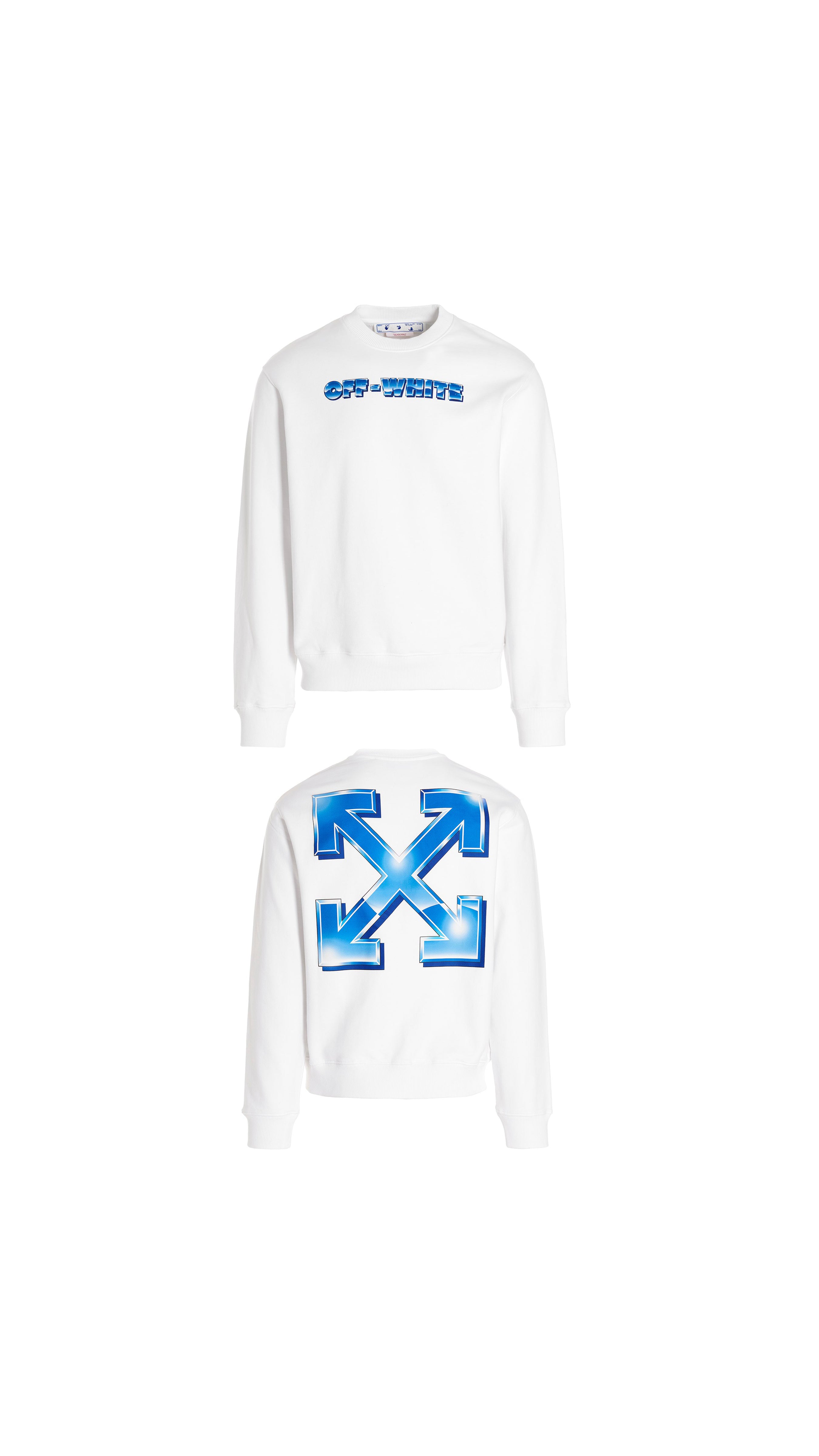 Metal Arrow Slim Crewneck - White / Blue – Amuze