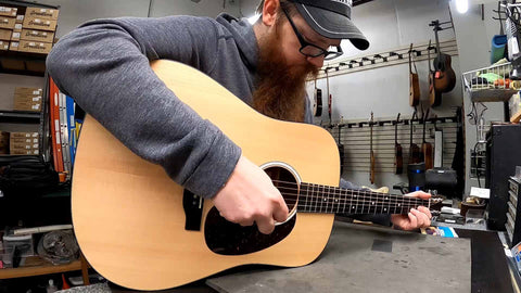 Test Playing A Martin Road Series Acoustic Guitar