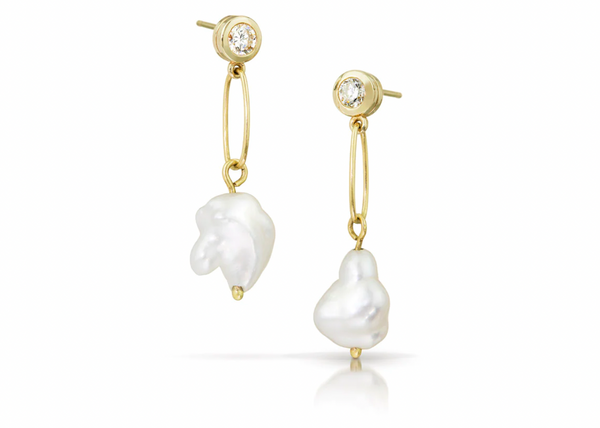 Diamond Stud and South Sea Pearl Dangles