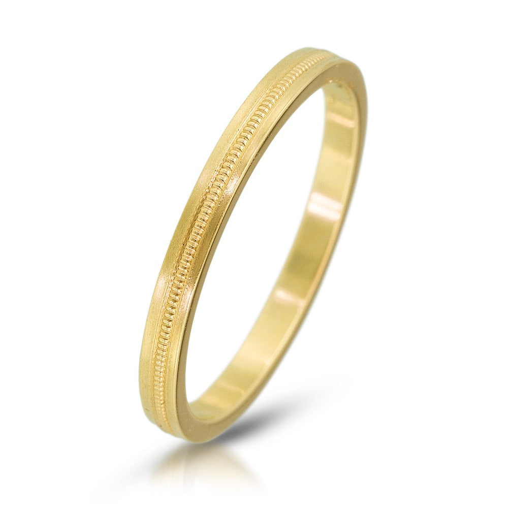 Flat Milgrain Band 2mm or 3mm in Yellow Gold – Marilyn Brogan Jewelry