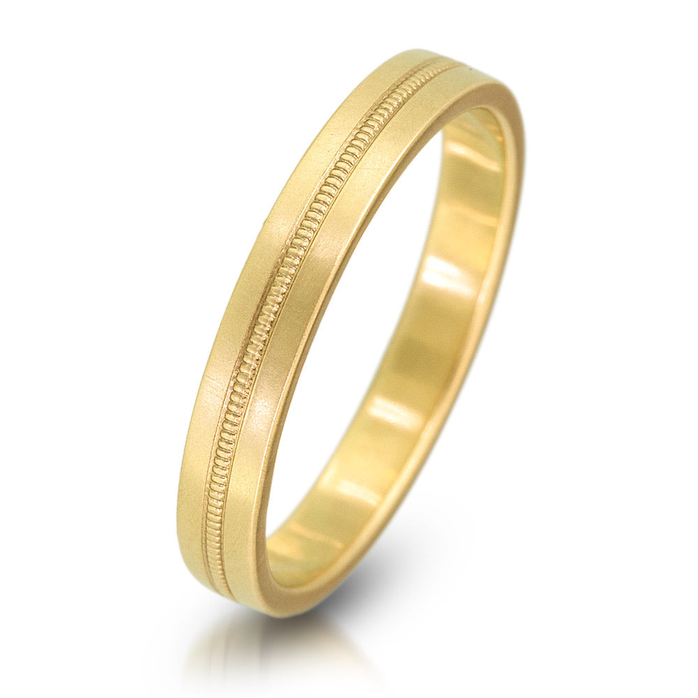 Flat Milgrain Band 2mm or 3mm in Yellow Gold – Marilyn Brogan Jewelry