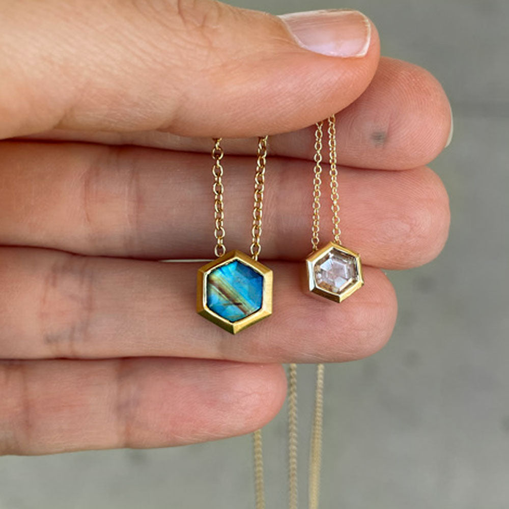 Hexagon Sunstone Necklace