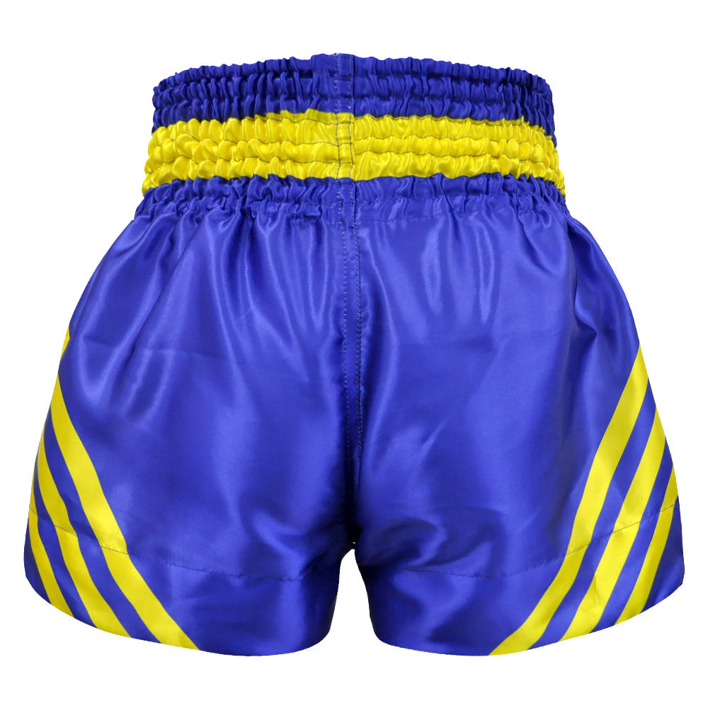 Kombat Muay Thai Boxing Blue Shorts With Yellow Stripe– MuayThaiStuff.com