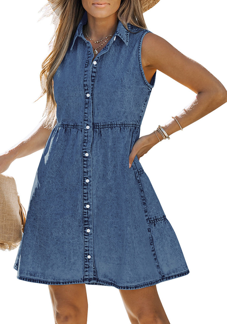 Leah Mini Denim Dress Light Blue | Buy Online | Edge Clothing