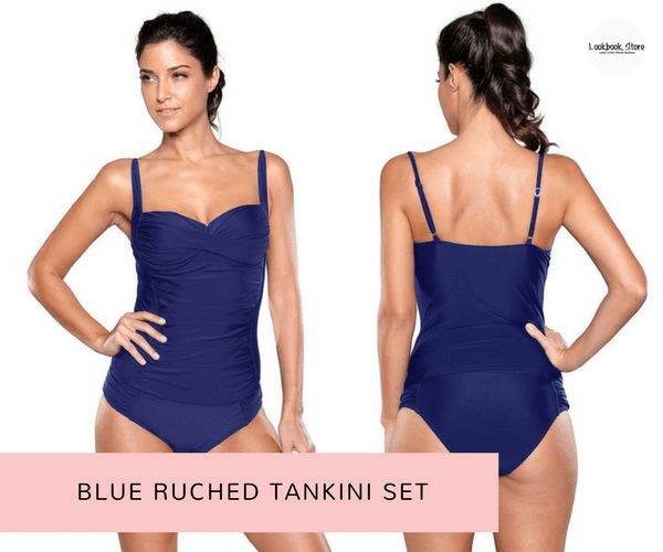 Blue Ruched Tankini Set | Lookbook Store