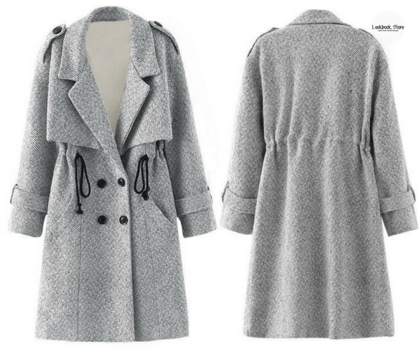 Grey Woven Trench Coat | Lookbook Store