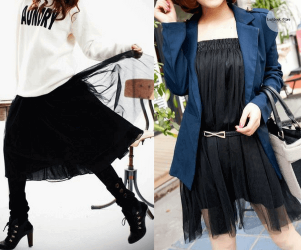 Layered Mesh Skirt - Black | Lookbook Store