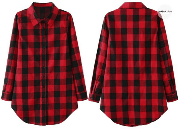 Plaid Flannel Tunic Shirt | Lookbook Store