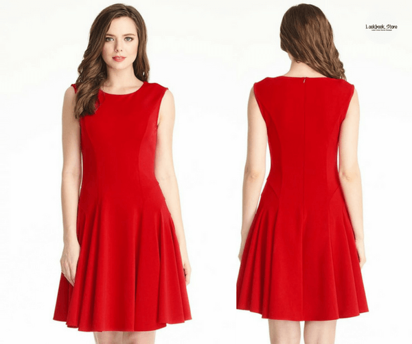 Red Sleeveless Skater Dress | Lookbook Store