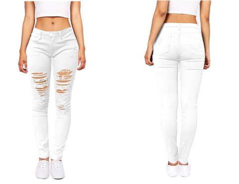 White Distressed Skinny Jeans | Lookbook Store