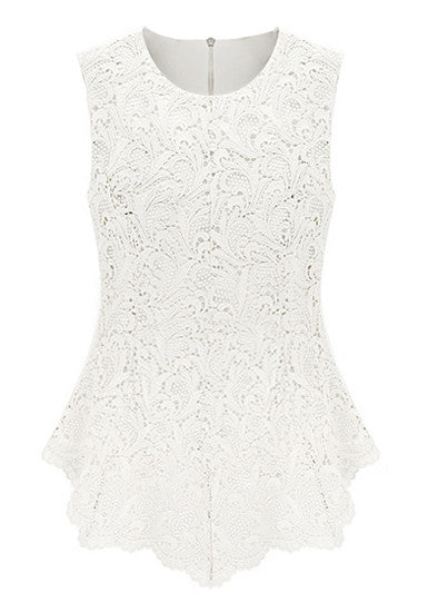 Crochet Lace Tank - White - Top | Lookbook Store