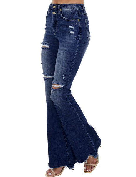 LookbookStore Flare Jeans for Women Distressed Bell Bottom High Waiste ...