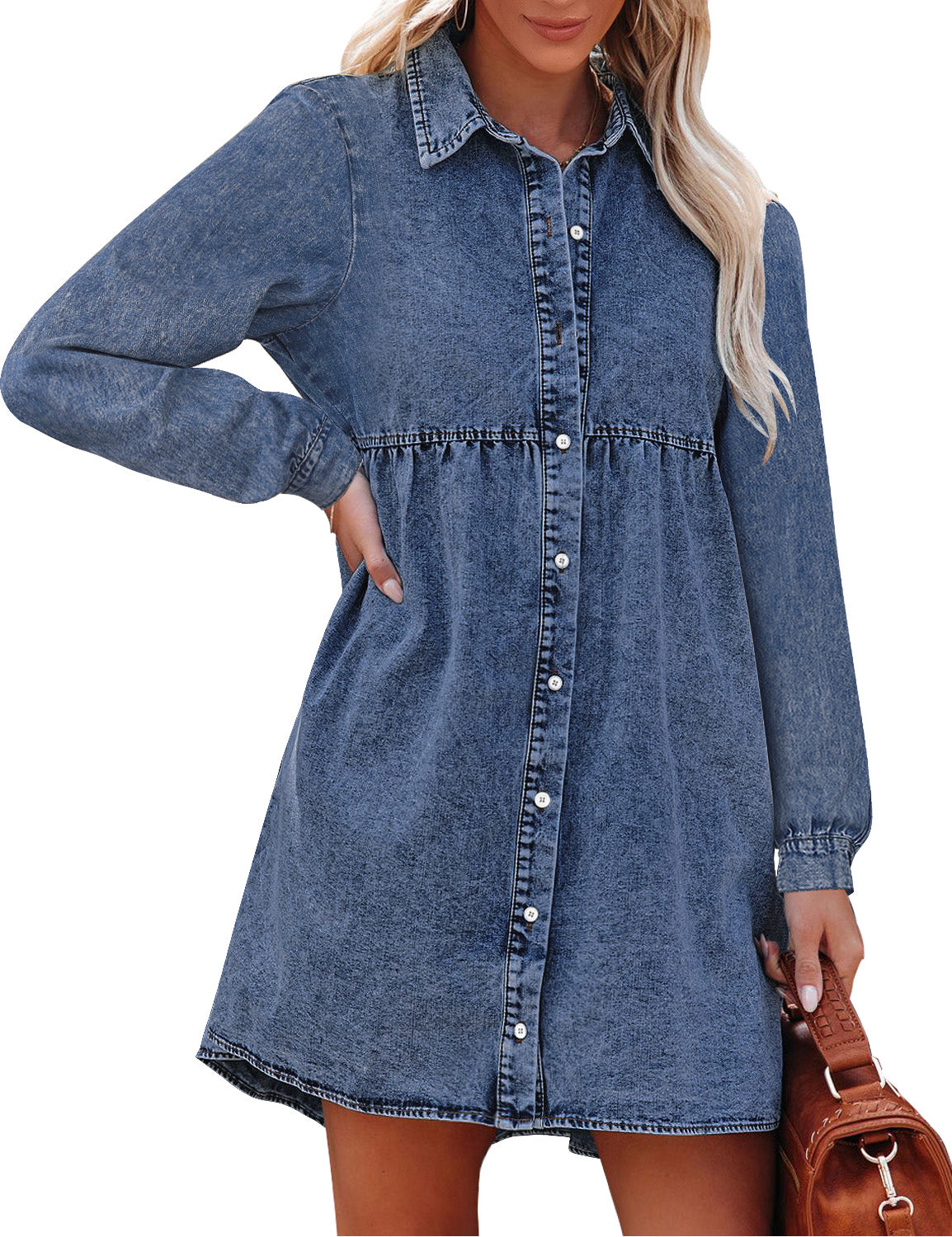 MARY Tattered Denim Shirt Dress in Thyme – Christina's Luxuries