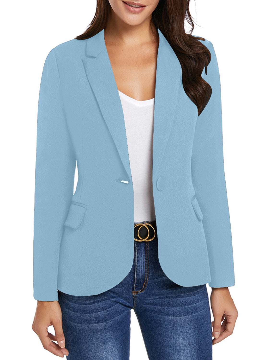 LookbookStore Womens Notched Lapel Pockets Button Work Office Blazer J ...