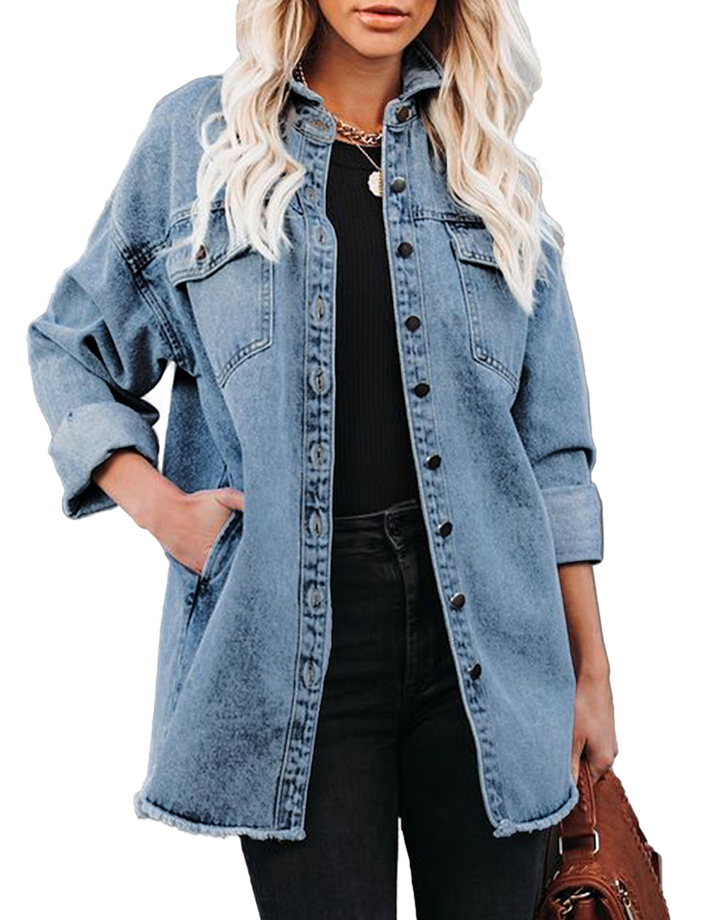 Blue Button Front Pleated Sleeve Denim Jacket *FINAL SALE* – Shop Style  Your Senses