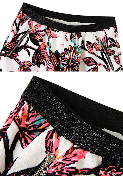 Side Zip Floral - Shorts | Lookbook Store