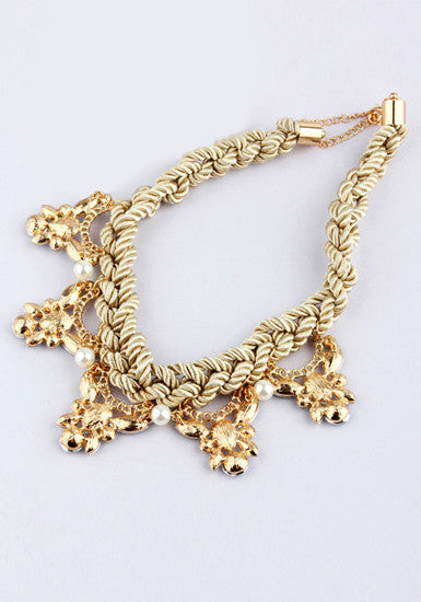 Champagne Braided Necklace - Jewelry | Lookbook Store