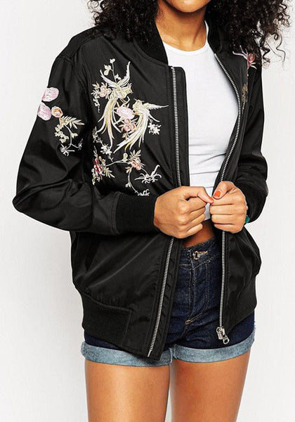 Black Floral Embroidered Jacket | Lookbook Store