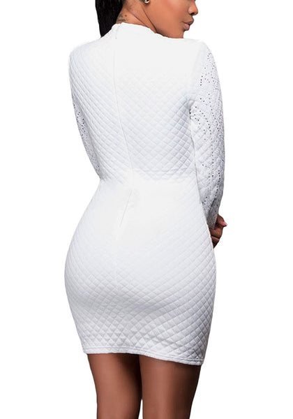 White Jeweled Quilted Dress | Lookbook Store