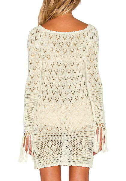 Beige Square-Neck Knit Cover-Up | Lookbook Store