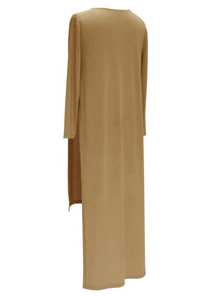 Tan High Side-Slit Tunic | Lookbook Store