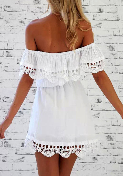 White Off Shoulder Dress | Lookbook Store