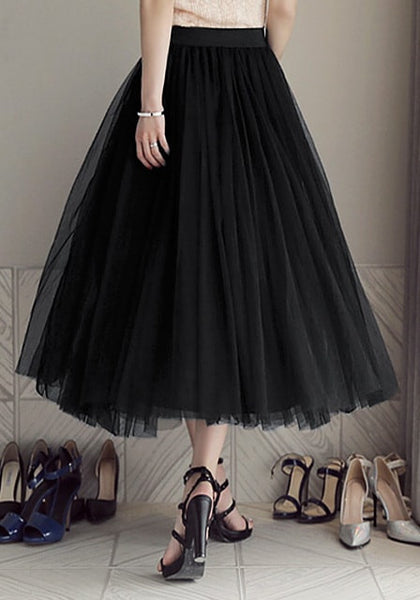 Black A-Line Tulle Skirt | Lookbook Store