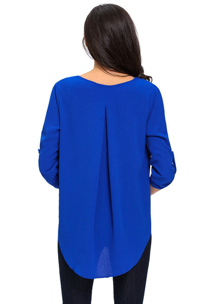 Royal Blue High-Low Wrap Top | Lookbook Store