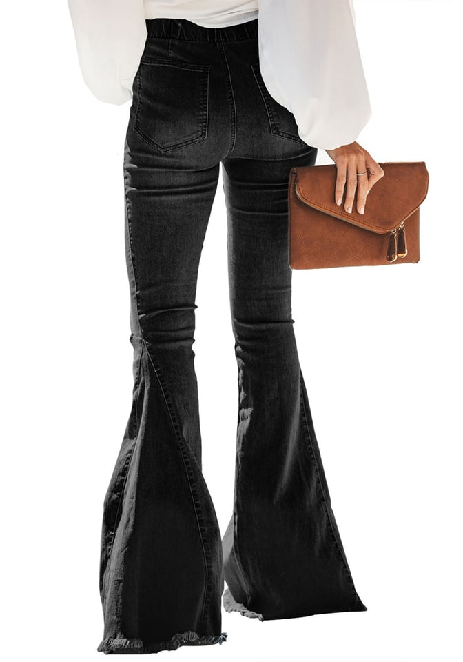 black distressed bell bottom jeans