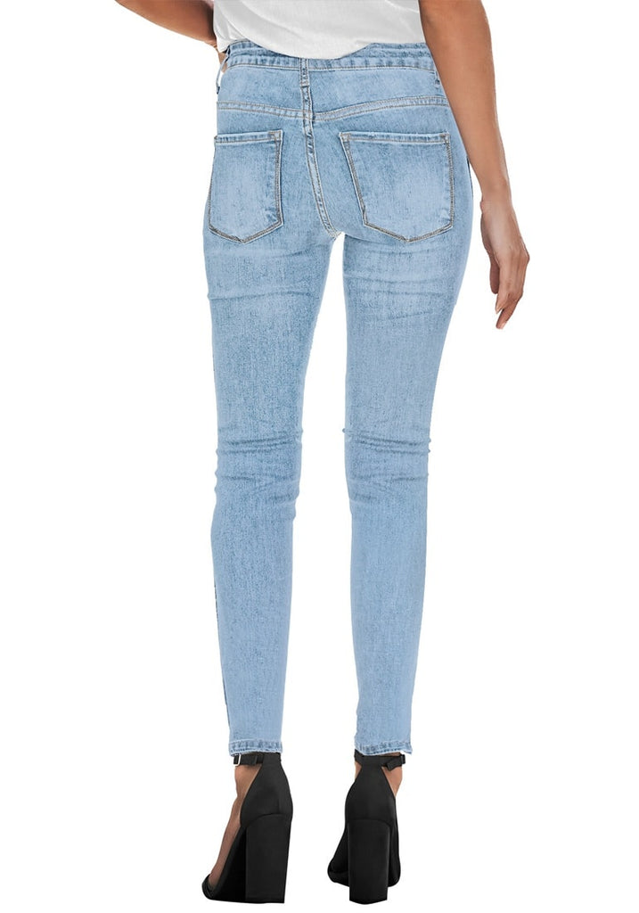 Light Blue High-Rise Ripped Skinny Denim Jeans | Lookbook Store