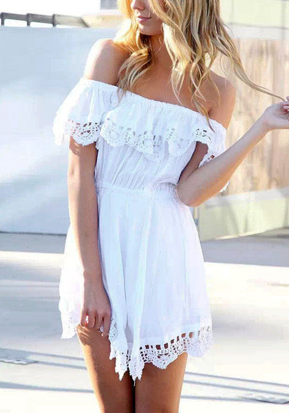 White Off Shoulder Dress | Lookbook Store