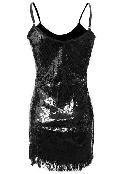Black Sequined Slip Dress | Lookbook Store