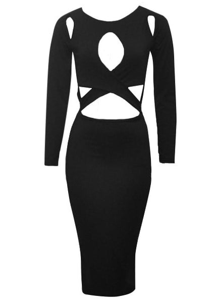 Black Keyhole Bodycon Dress | Lookbook Store