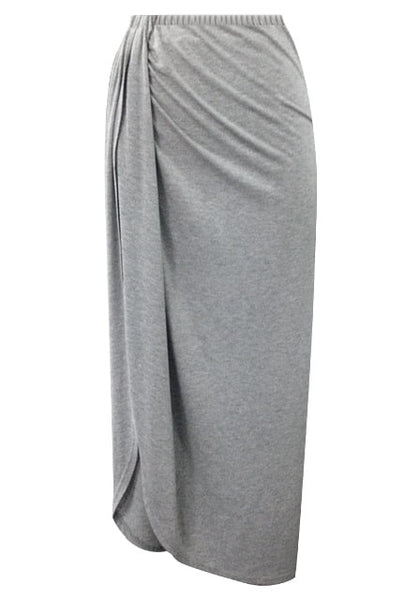 Dark Grey Wrap Maxi Skirt | Lookbook Store