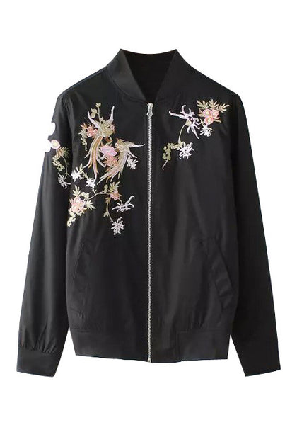Black Floral Embroidered Jacket | Lookbook Store