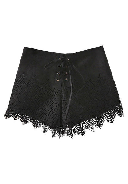 Black Lace Scalloped Shorts | Lookbook Store