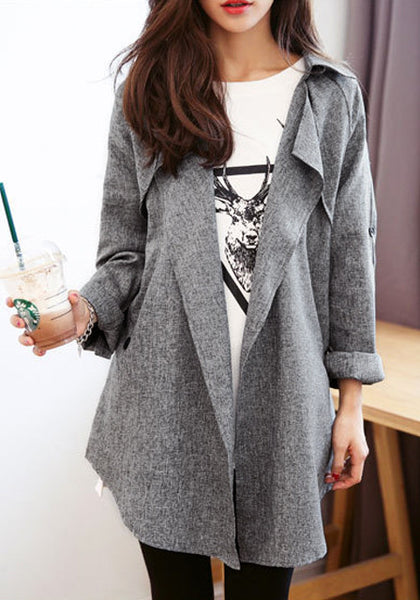 Grey Melange Longline Duster Coat | Lookbook Store