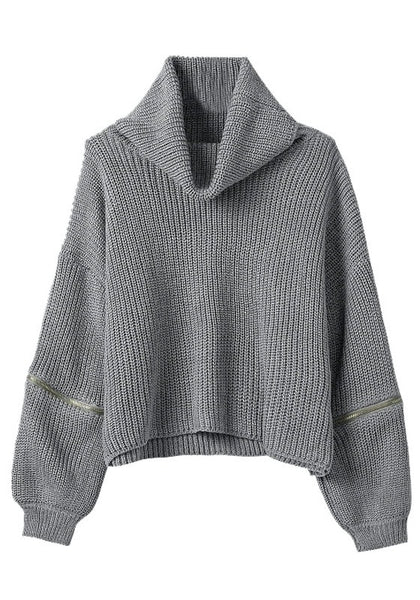 Grey Cotton Cowl Neck Sweater | Lookbook Store