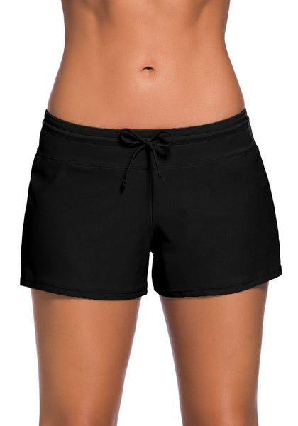 Black Drawstring Side-Slit Board Shorts | Lookbook Store