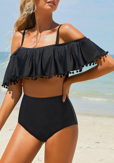 plain black bikini set