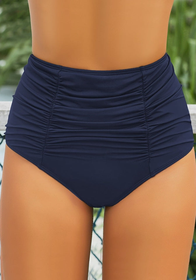 navy blue high waisted swim bottoms